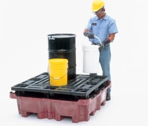 3000801 – Ultra-Spill King, With Flat Deck Pallet, With Drain Model – 4-Drum