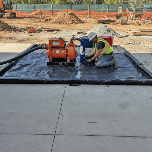 light rpe berm - Man servicing pump