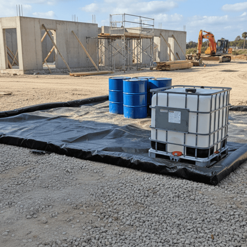 light rpe berm - On constructions site with drums and ibc
