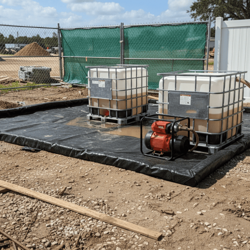 light rpe berm - with 2 IBCs and pump